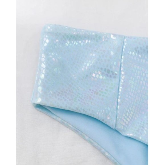 NWOT Iridesecent Snakeskin bandeu swimsuit SHEIN - Picture 3 of 6